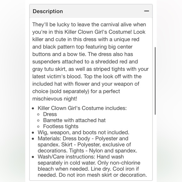 Spirit Halloween Killer Clown Harlequin Curls Wig and costume with machete - Picture 5 of 7